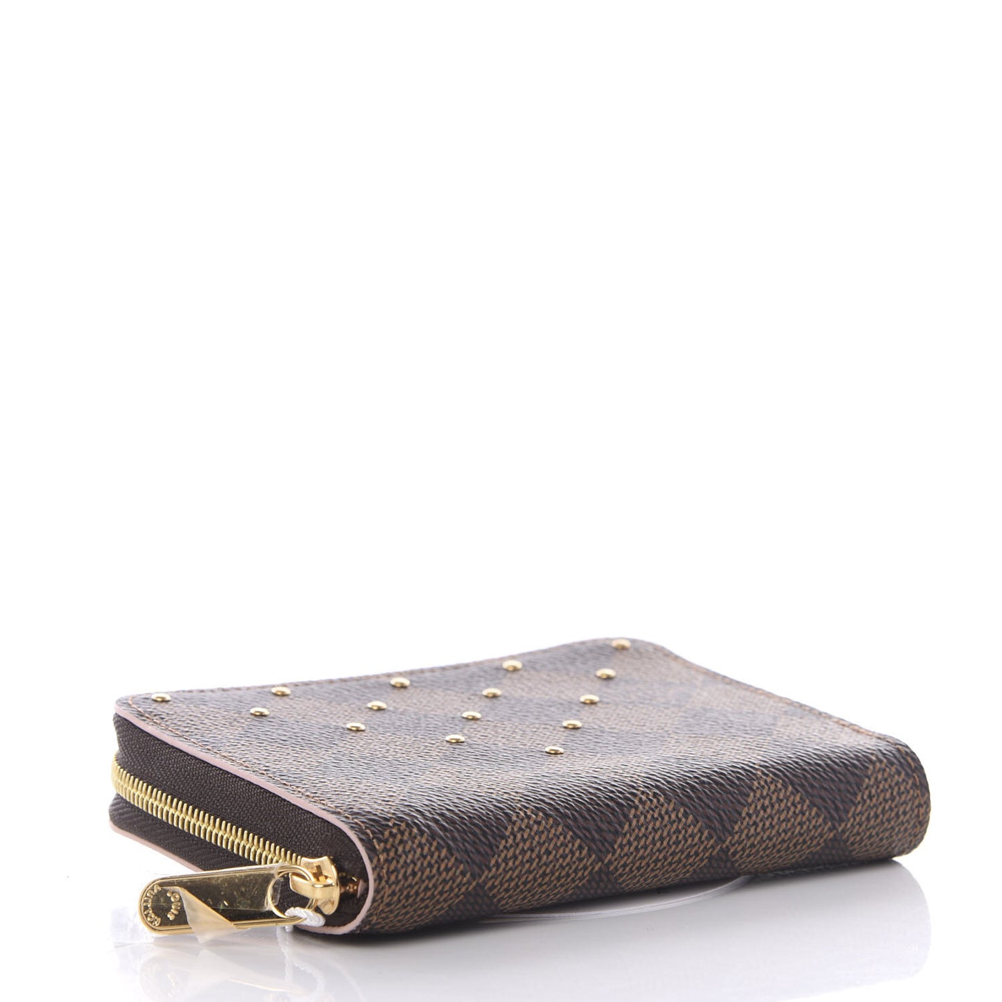 Damier Ebene Studded Zippy Coin Purse Rose Ballerine