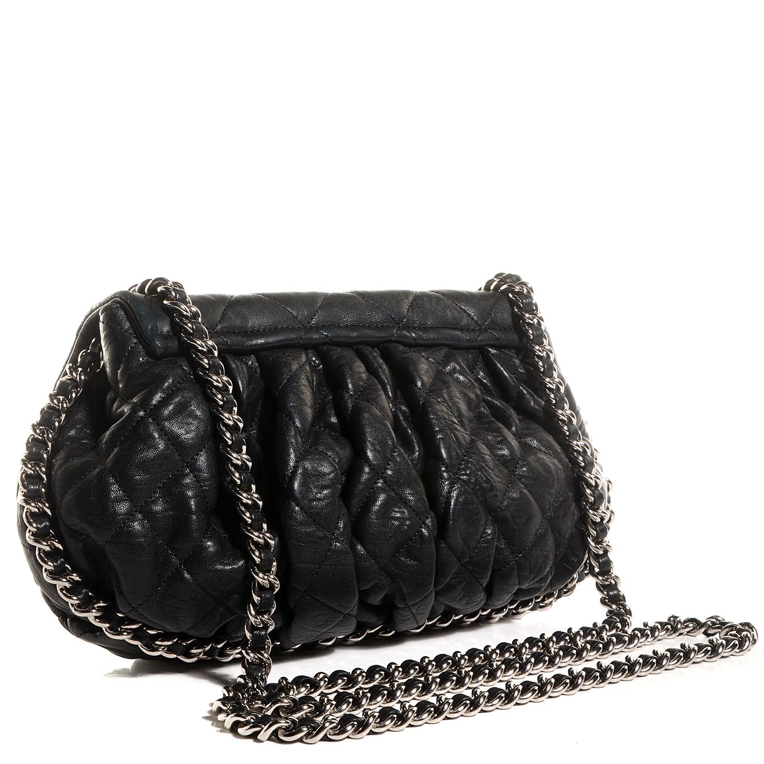 Chanel Washed Lambskin Chain Around Medium Messenger Black 3 of 7