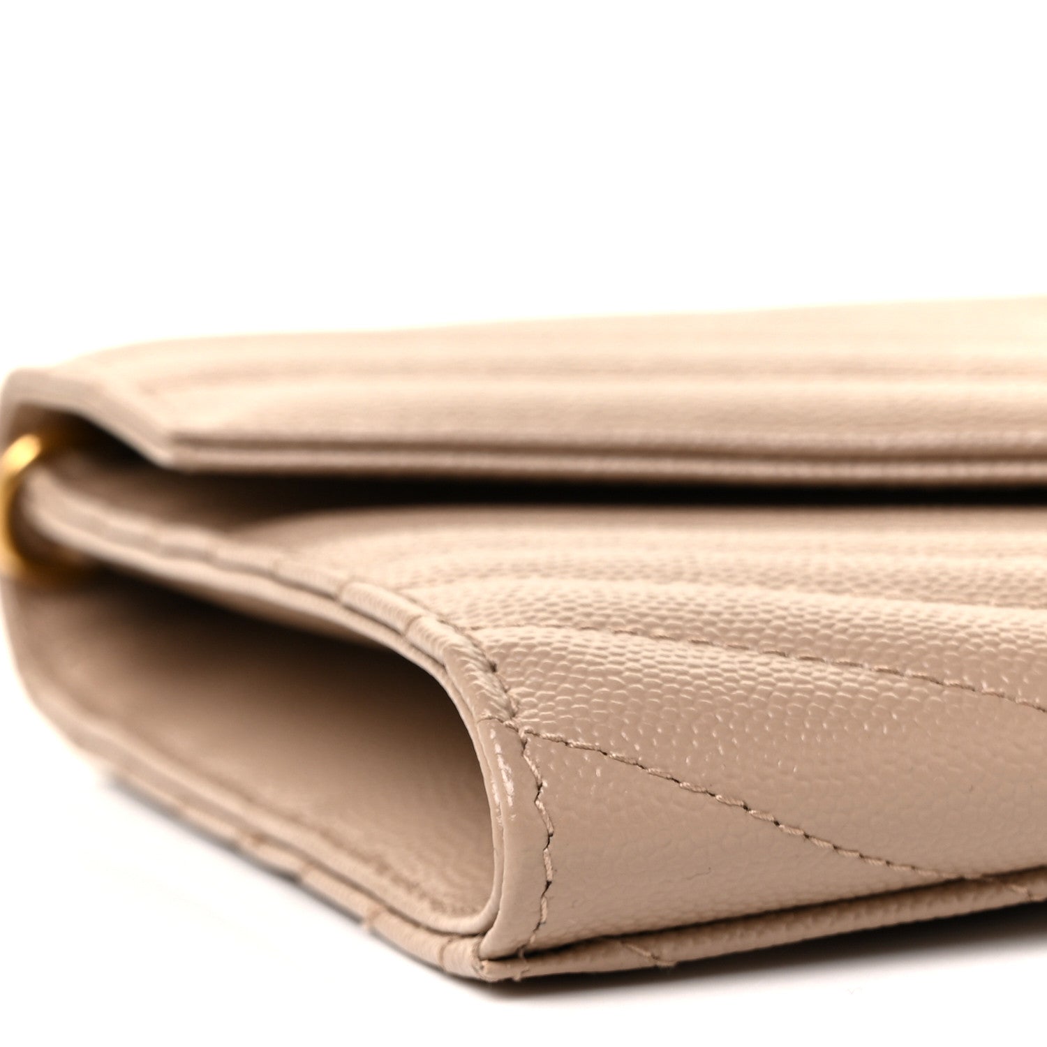 Saint Laurent Grain De Poudre Matelasse Chevron Monogram Envelope Clutch Dark Beige 7 of 8