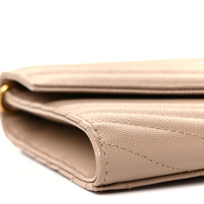 Saint Laurent Grain De Poudre Matelasse Chevron Monogram Envelope Clutch Dark Beige 7 of 8