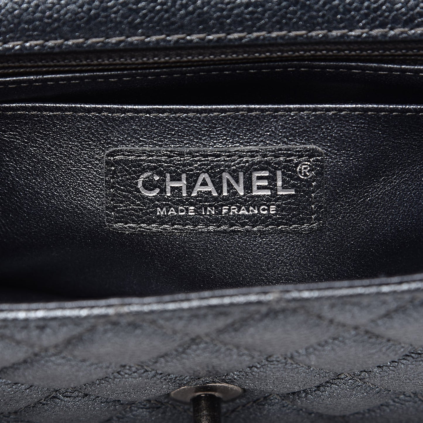 Pearly Caviar Quilted Mini Rectangular Flap Grey