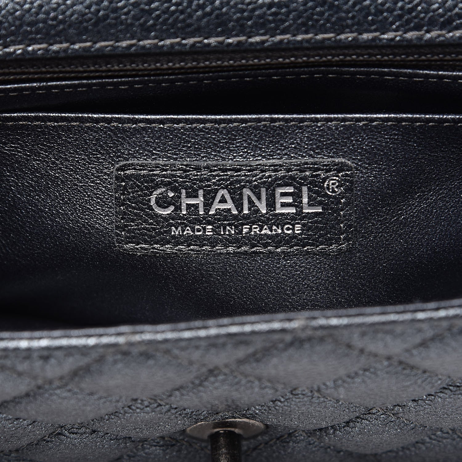 Chanel Pearly Caviar Quilted Mini Rectangular Flap Grey 6 of 13
