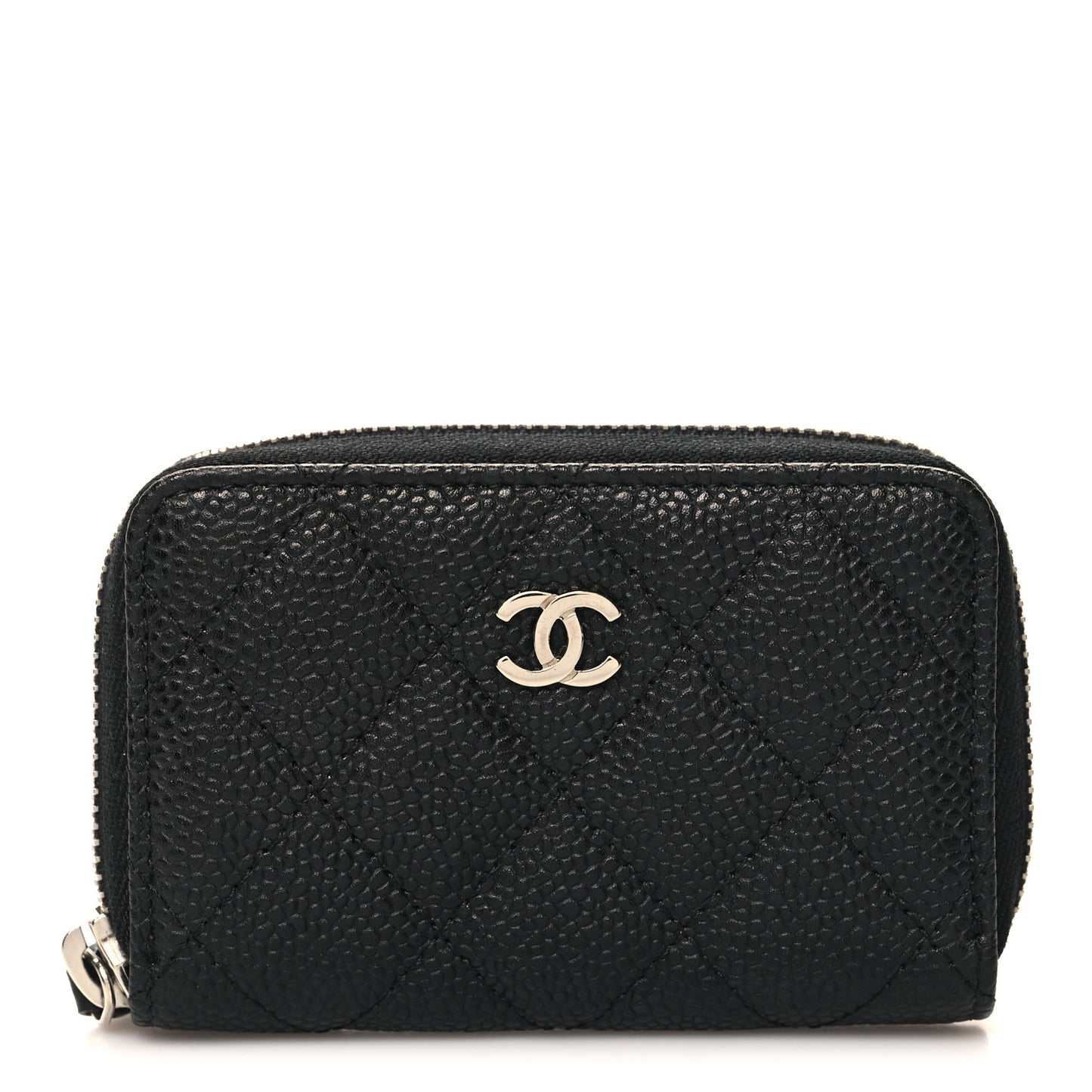 Caviar Quilted Zip Coin Purse Black