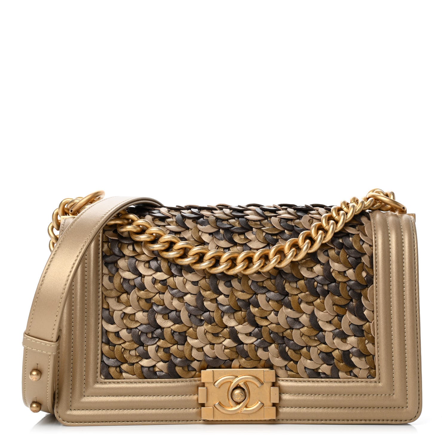 Chanel Metallic Lambskin Medium Scaled Boy Flap Gold 1 of 4