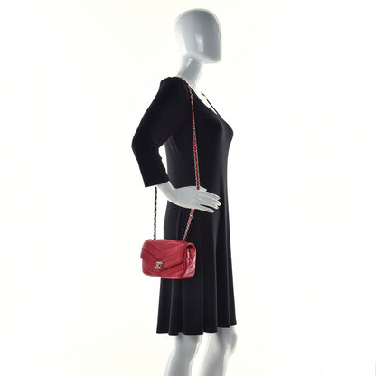 Chanel Caviar Chevron Quilted Small Single Flap Red 2 of 17