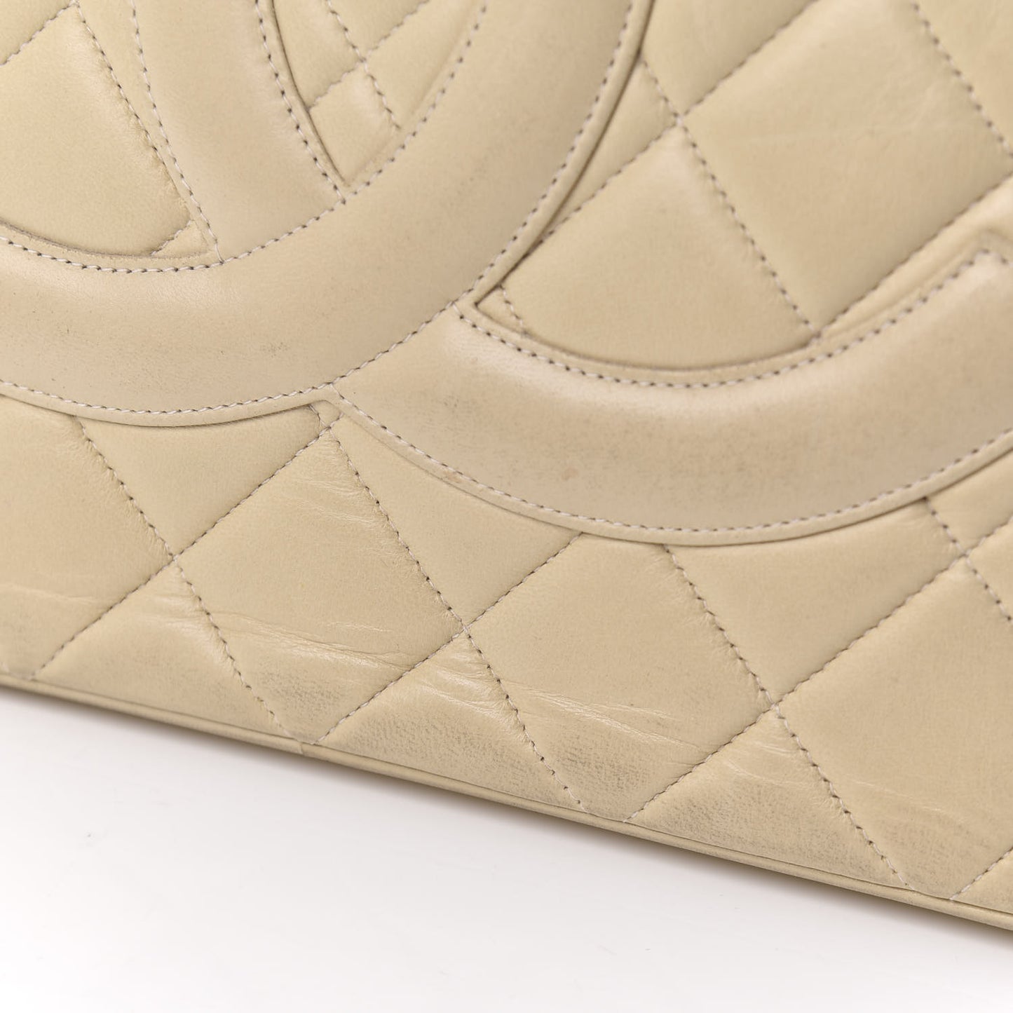 Lambskin Quilted Medallion Tote Light Beige