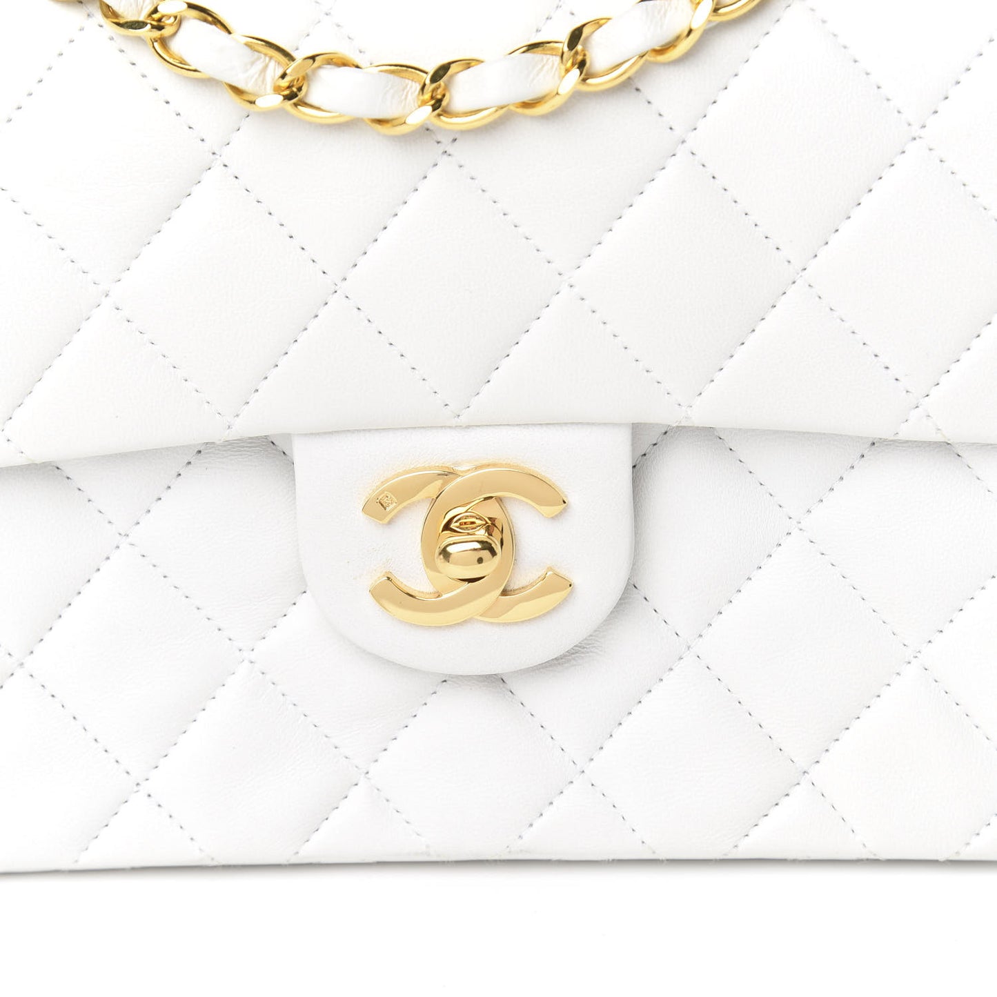 Lambskin Quilted Mini Square Flap White