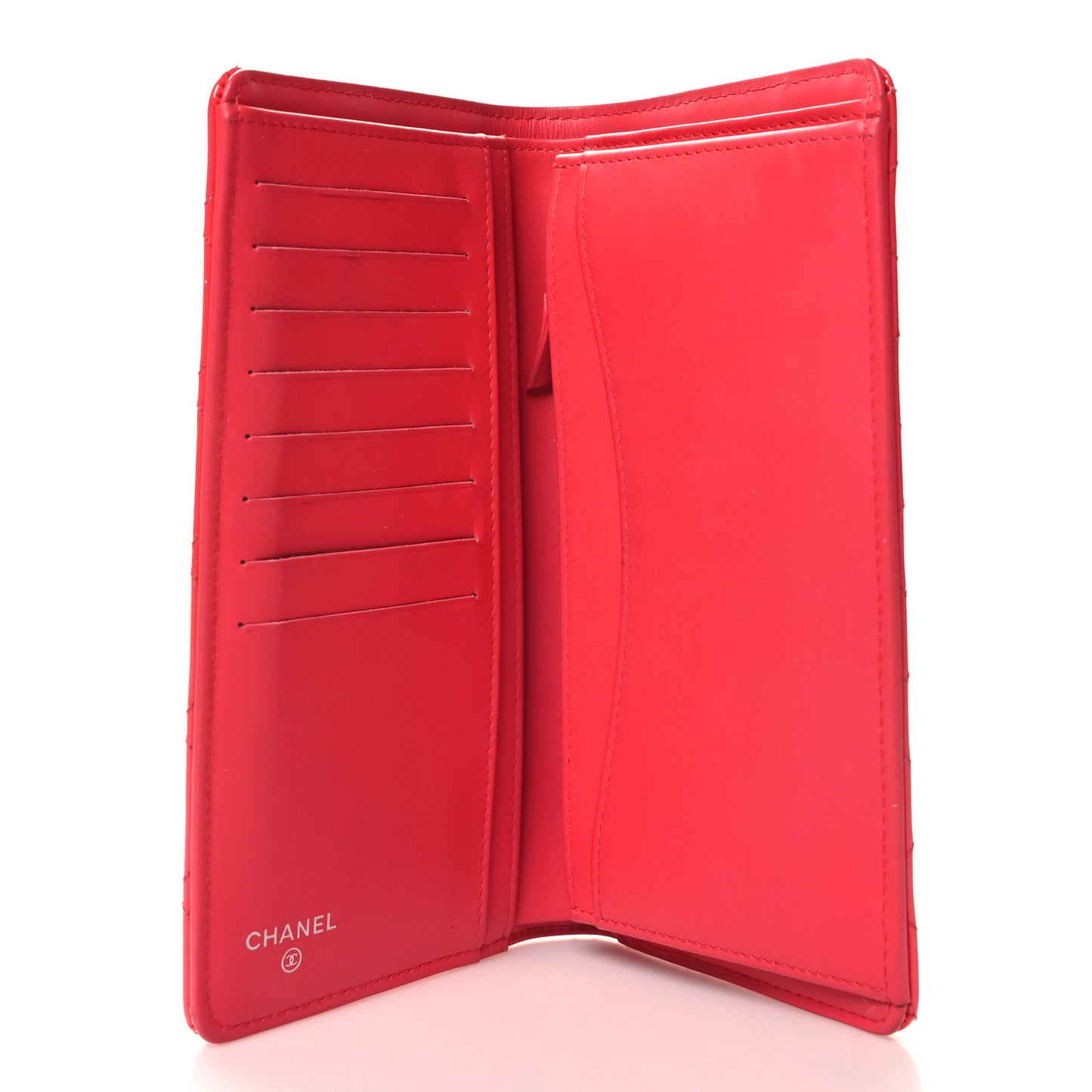 Patent Calfskin Quilted Yen Wallet Pink