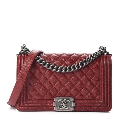 Chanel Caviar Quilted Medium Boy Flap Dark Red 1 of 15