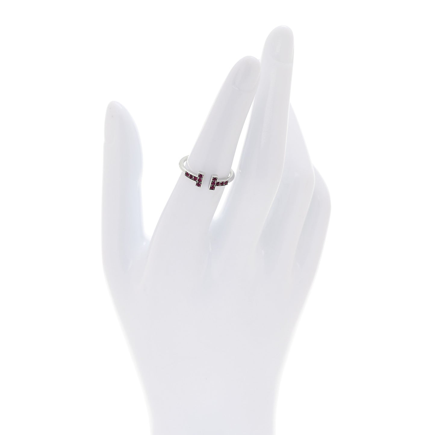 18K White Gold Ruby T Wire Ring 51 5.75