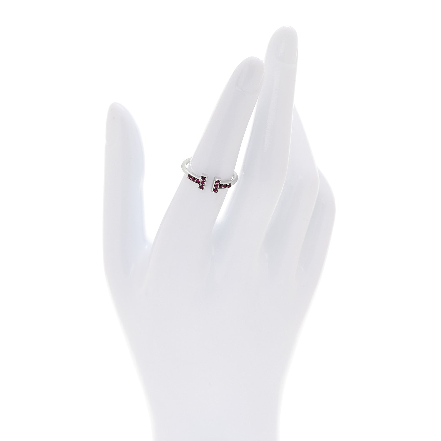 Tiffany 18K White Gold Ruby T Wire Ring 51 5.75 2 of 4