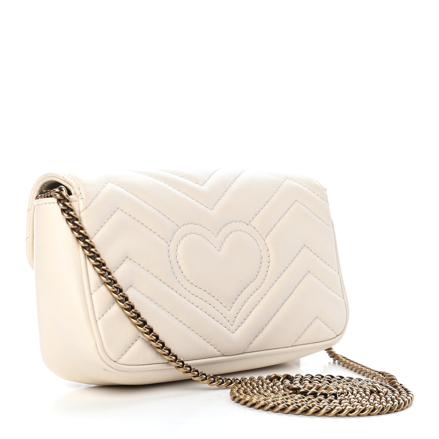 Calfskin Matelasse Super Mini GG Marmont Shoulder Bag White
