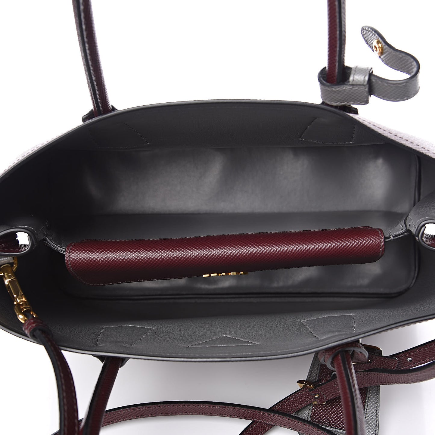 Saffiano Cuir Small Bi-Color Double Bag Granato Marmo