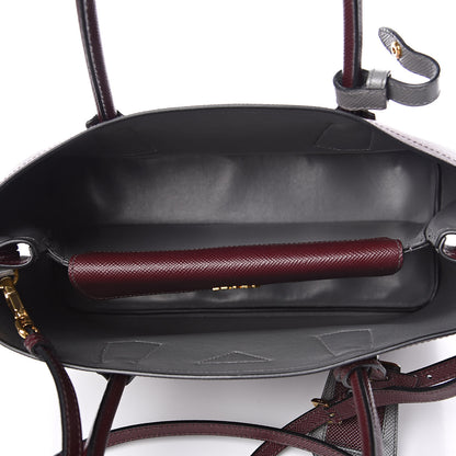 Prada Saffiano Cuir Small Bi-Color Double Bag Granato Marmo 5 of 9