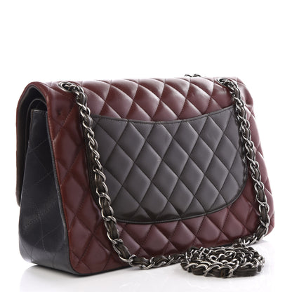 Chanel Lambskin Quilted Jumbo Tri-Color Double Flap Burgundy 2 of 11