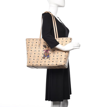 MCM Visetos Medium Rabbit Top Zip Shopper Tote Beige 2 of 11