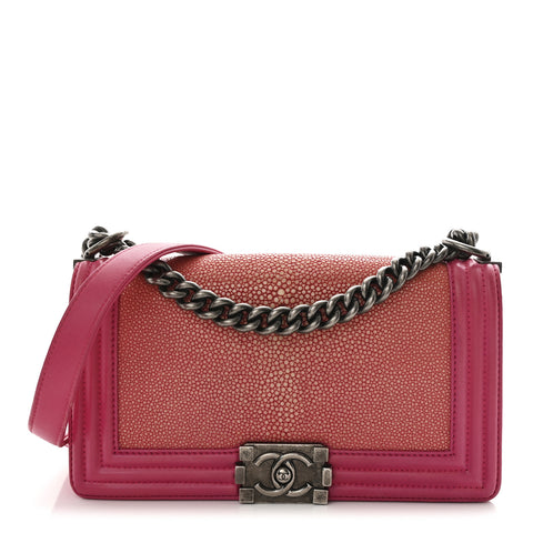 Galuchat Stingray Medium Boy Flap Pink