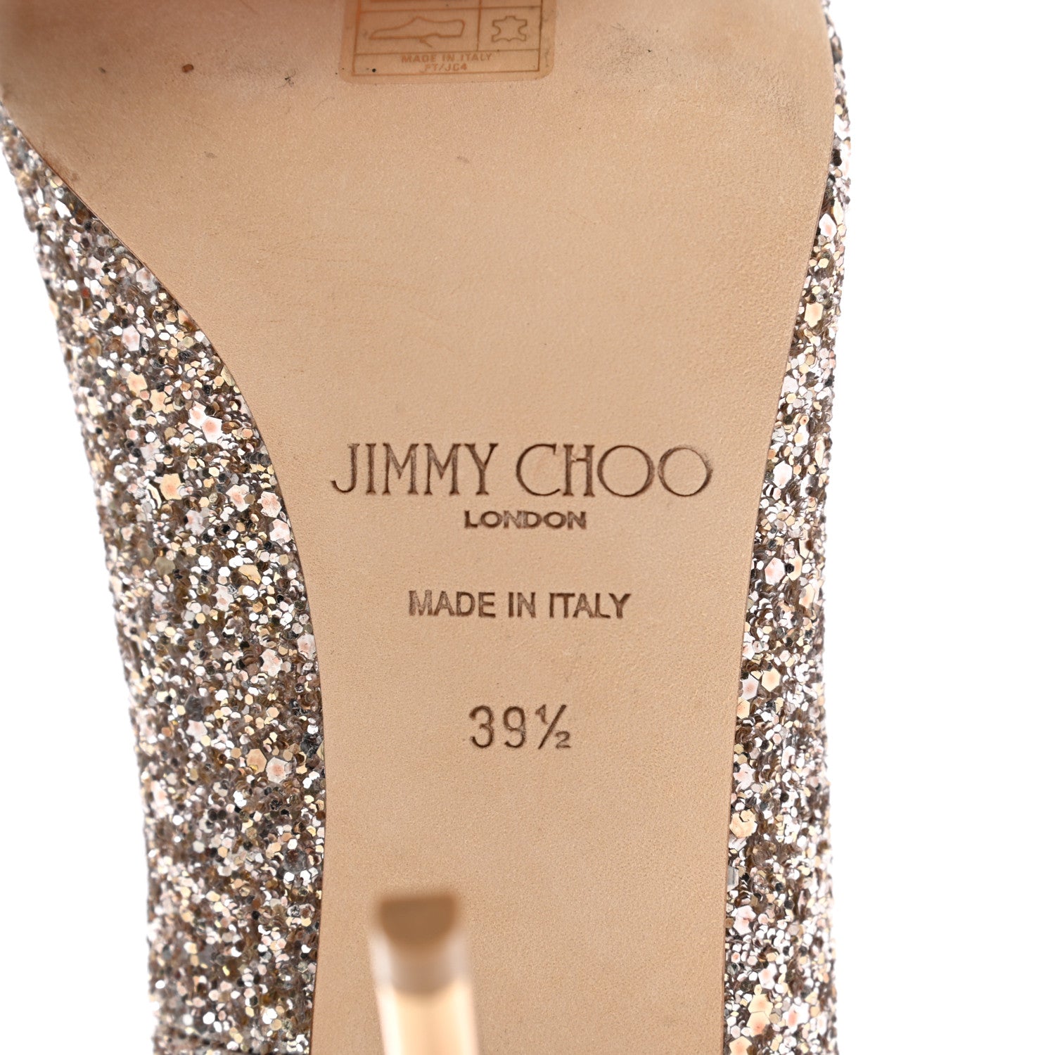 Jimmy Choo Coarse Glitter Abel 100 Pumps 39.5 Nude 6 of 7