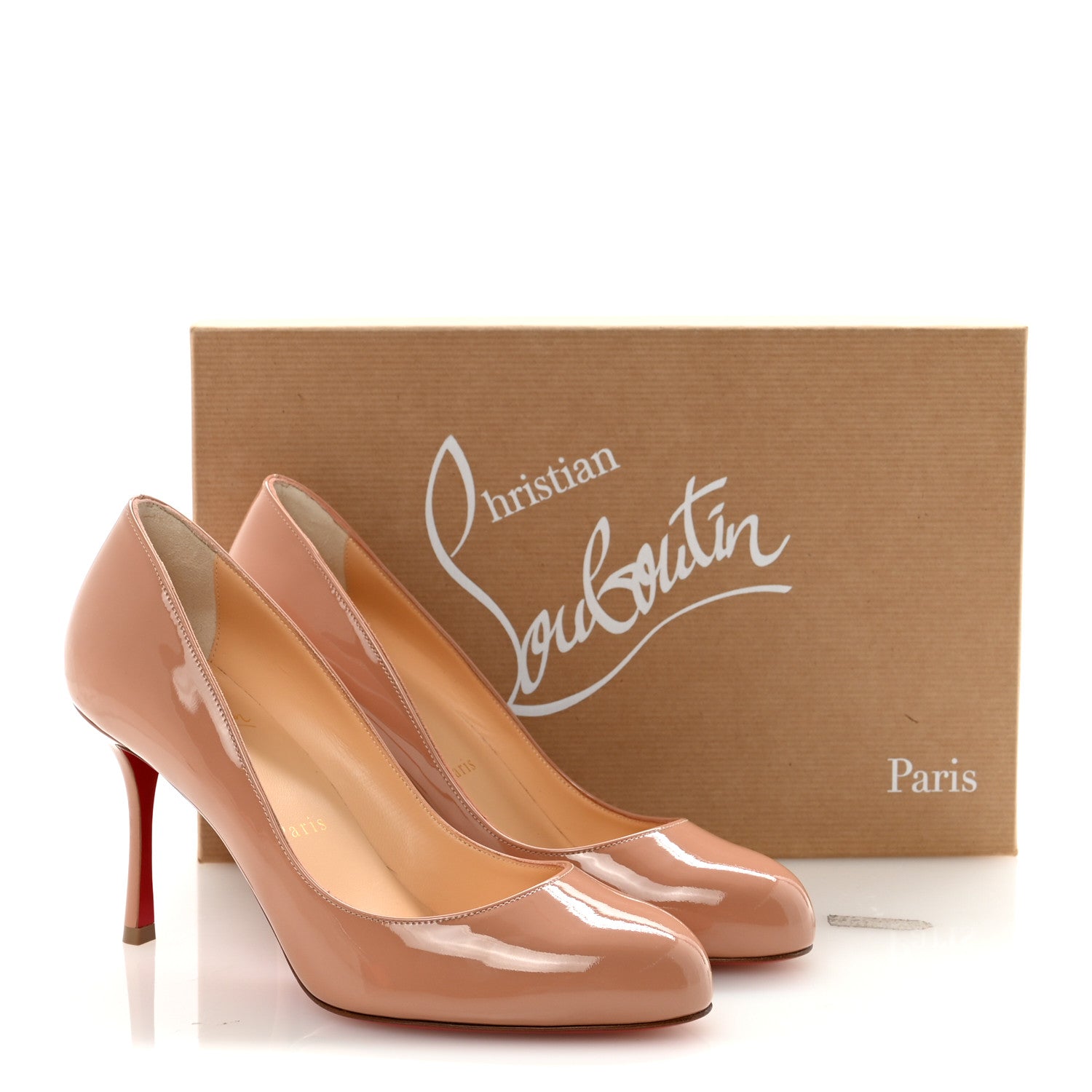 Christian Louboutin Patent Dolly 85 Pumps 35.5 Nude 1825561