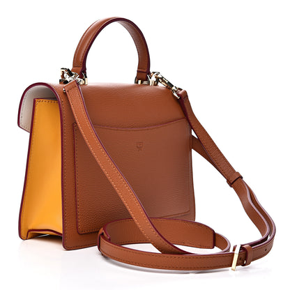 MCM Visetos Small Patricia Satchel Cognac White 2 of 10