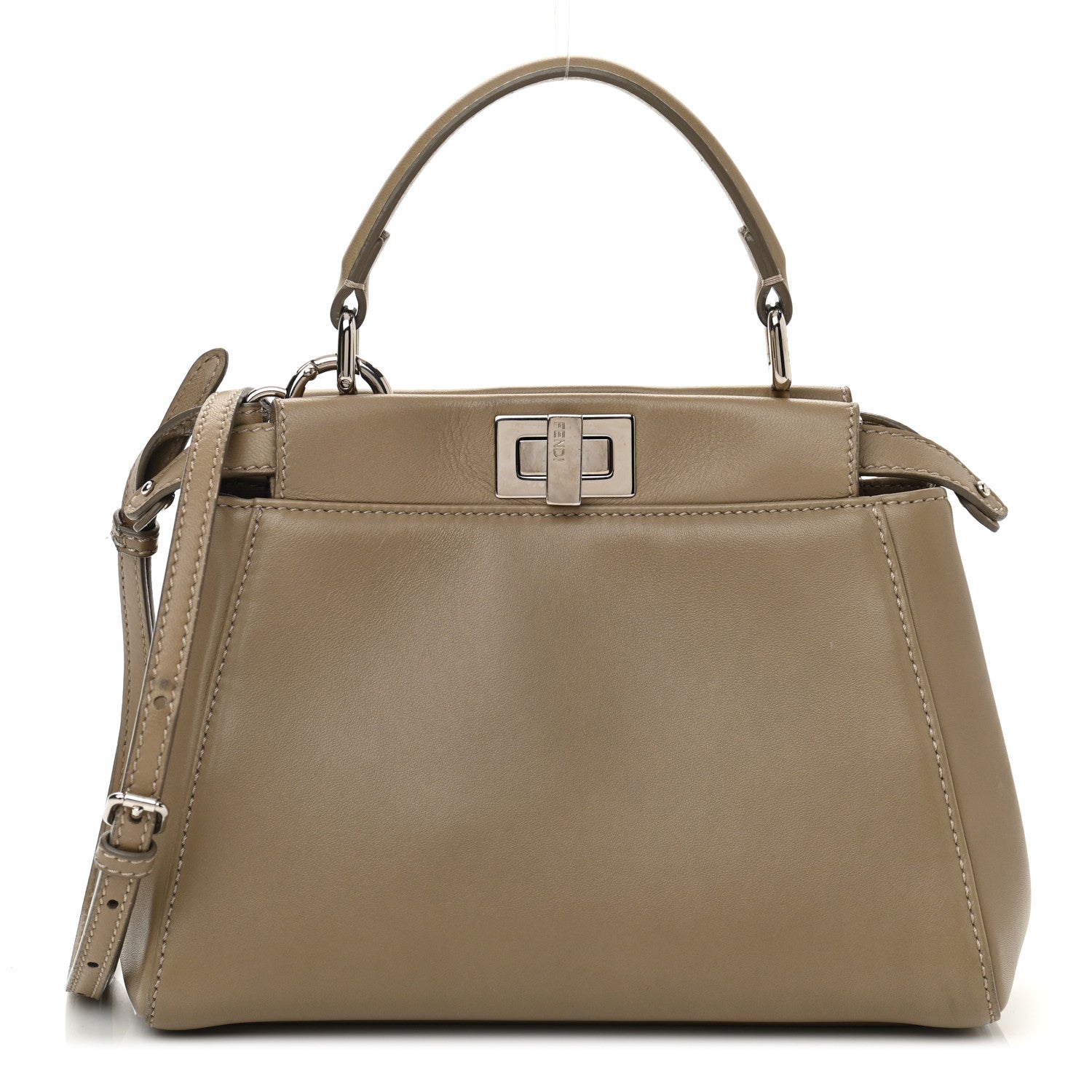 Fendi Nappa Mini Peekaboo Iconic Satchel Tortora 1 of 12