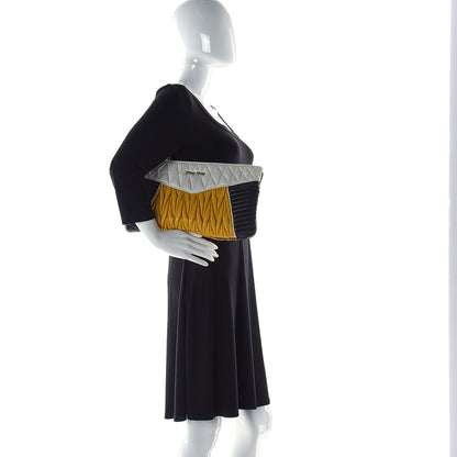 Miu Miu Nappa Matelasse Rider Clutch Miele Black White 2 of 11