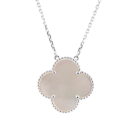 Van Cleef & Arpels 18K White Gold Mother of Pearl Magic Alhambra Pendant Necklace 3 of 7