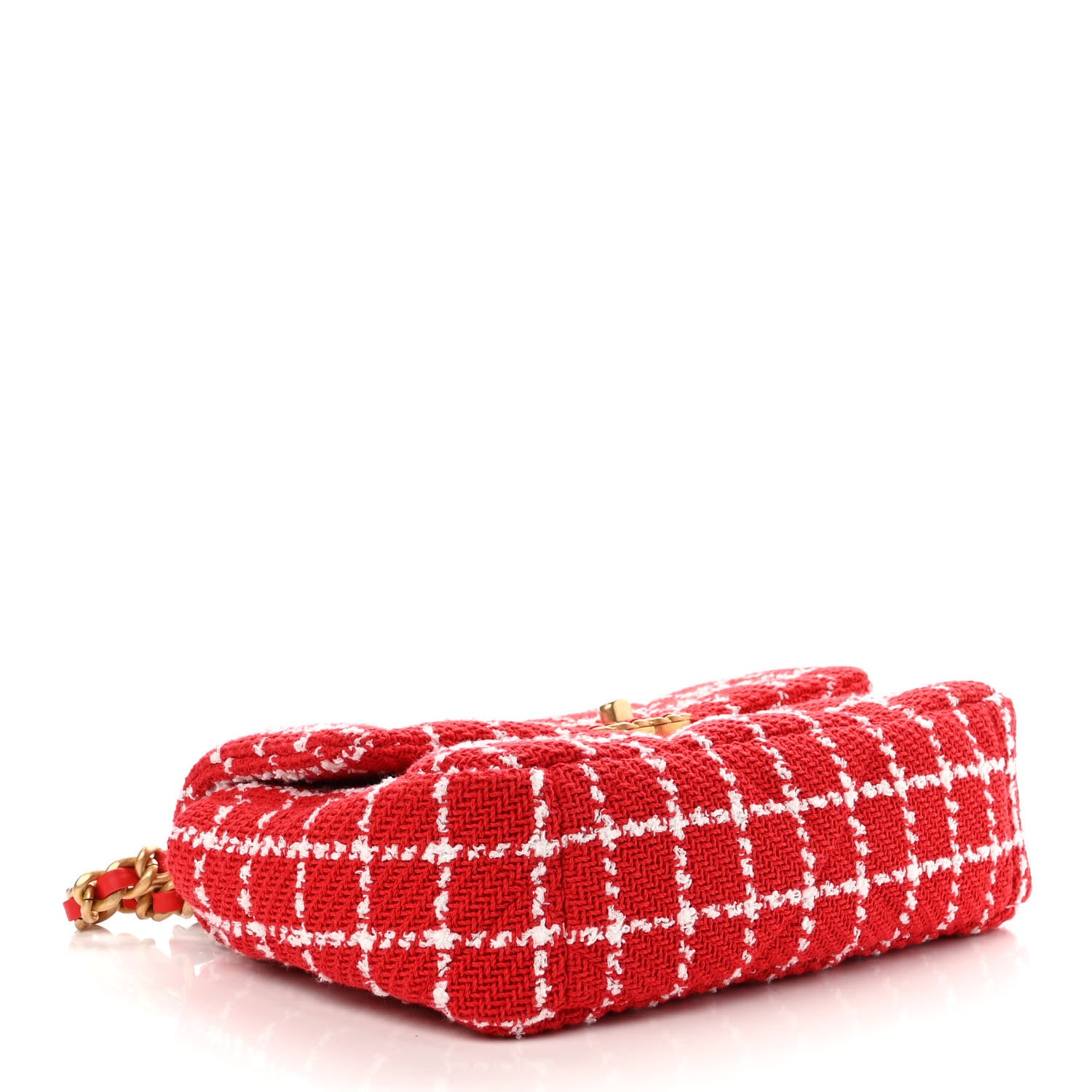 Chanel Tweed Quilted Medium Chanel 19 Flap Red White 4 of 10