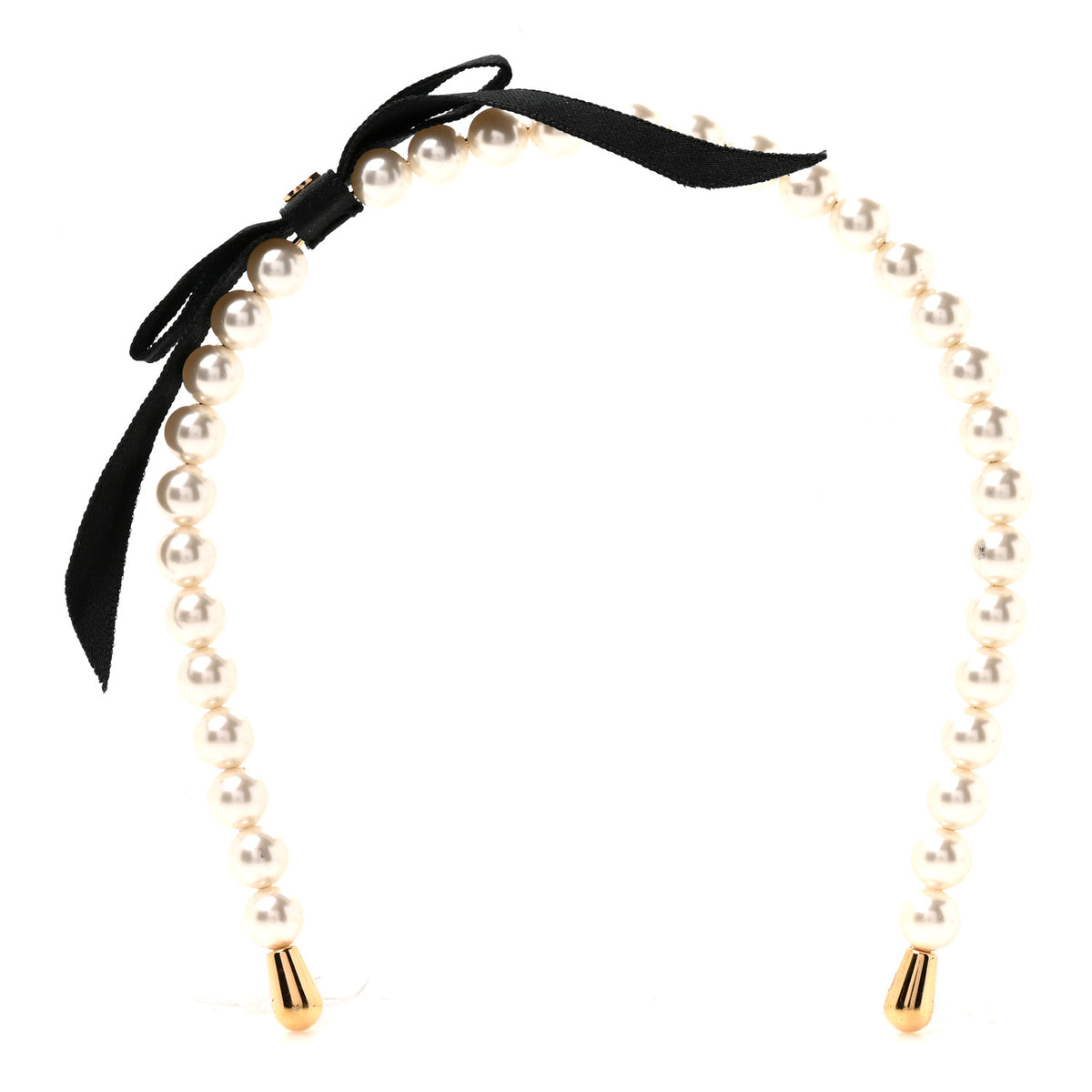 Pearl CC Headband White Gold Black
