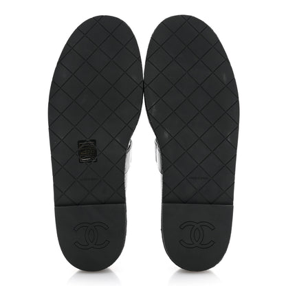 Chanel Crumpled Lambskin Cap Toe Chain CC Turnlock Mary Jane Flats 39 Black 5 of 9