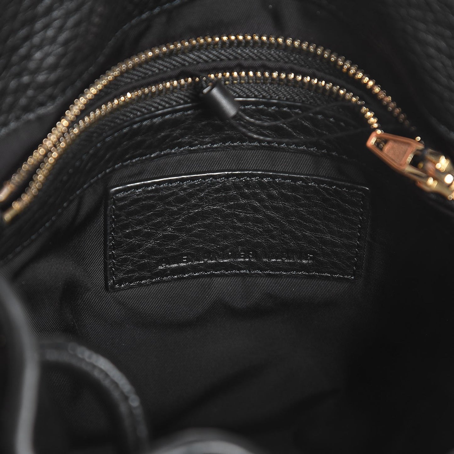 Pebbled Lambskin Diego Bucket Bag Black Antique Brass Hardware