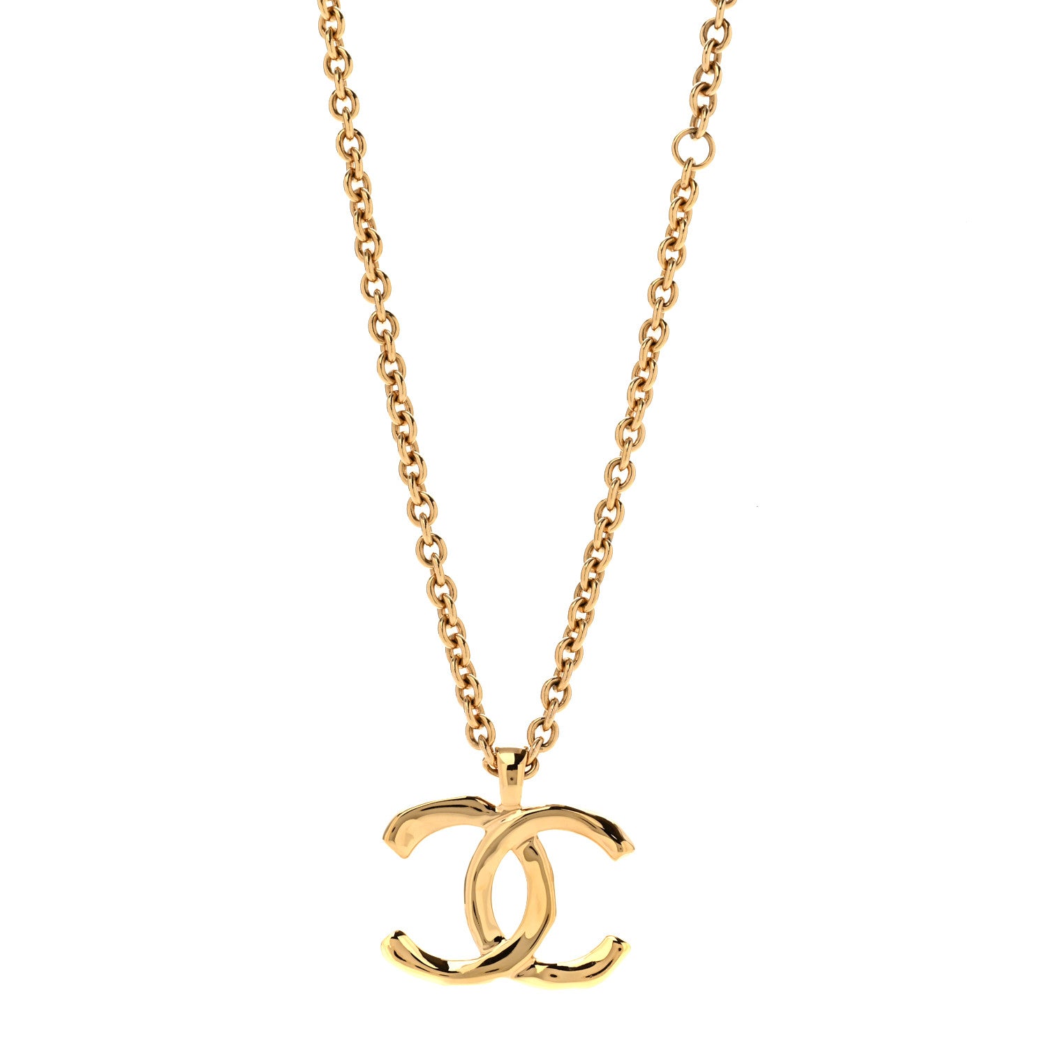 Chanel Metal Large CC Pendant Chain Necklace Gold 1 of 6
