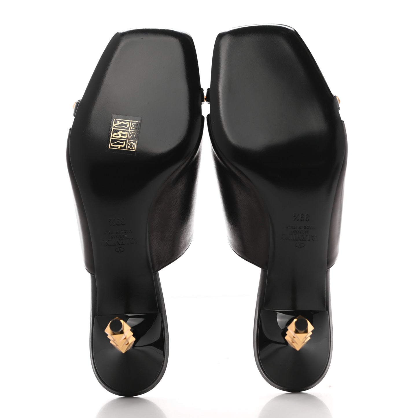 Nappa Rockstud Tower Heel Mules 39.5 Black