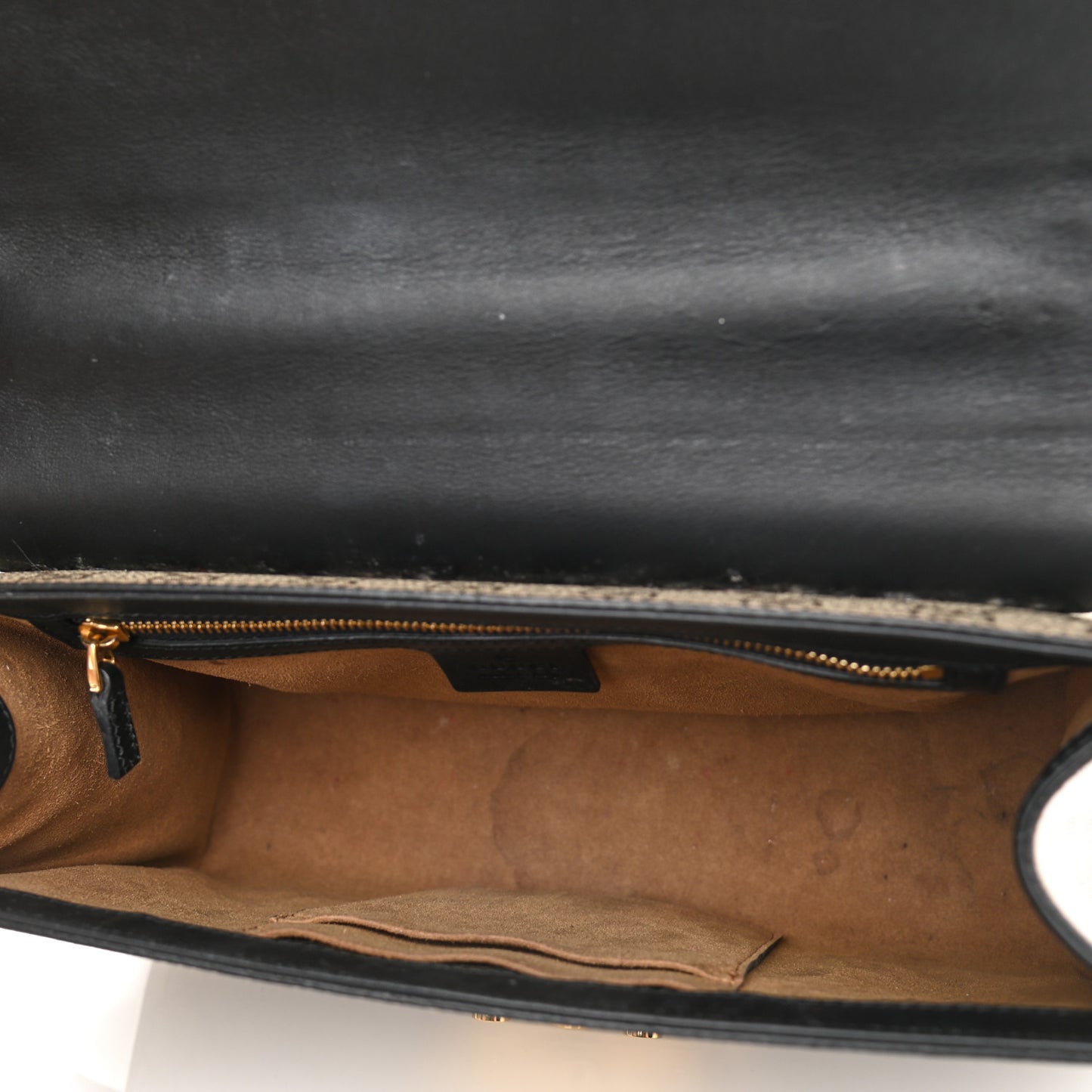 GG Supreme Monogram Calfskin Medium Padlock Shoulder Bag Beige Black Cuir