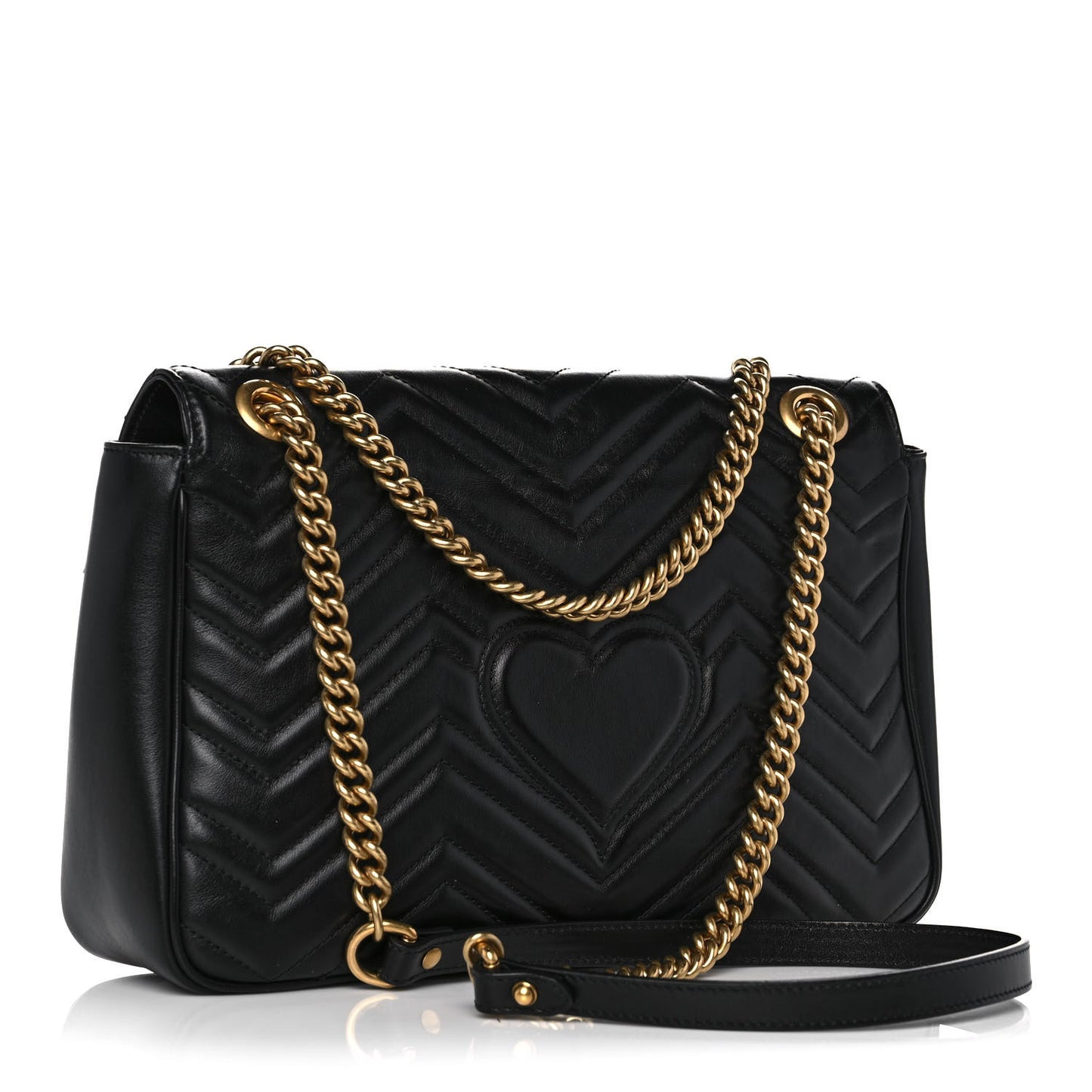 Calfskin Matelasse Medium GG Marmont Shoulder Bag Black