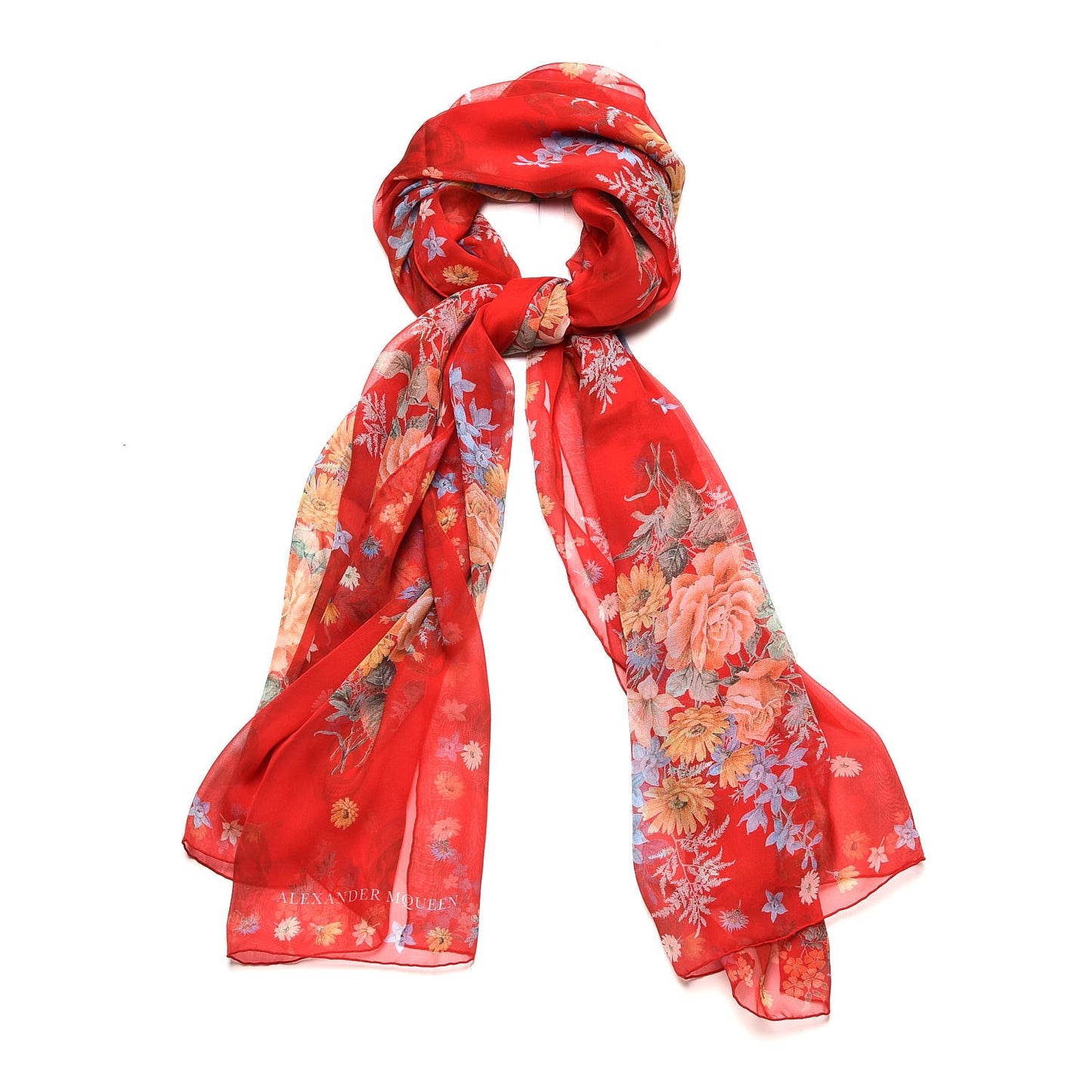 Silk Island Bouquet Scarf Red