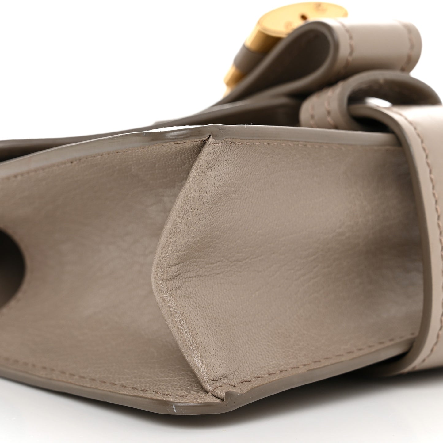 Shiny Goatskin Calfskin Mini Aby Chain Shoulder Bag Motty Grey