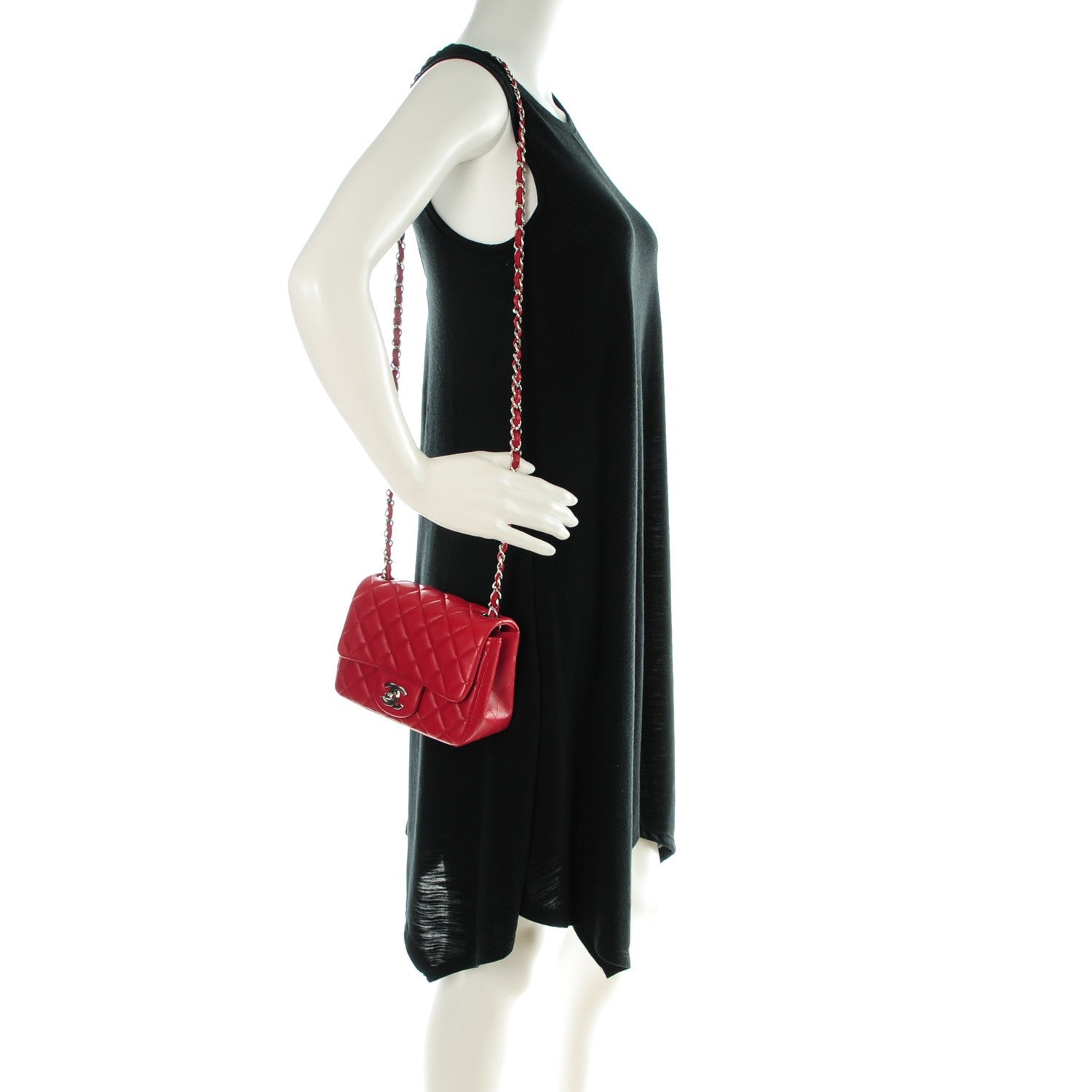Chanel Lambskin Quilted Mini Square Flap Red 2 of 9