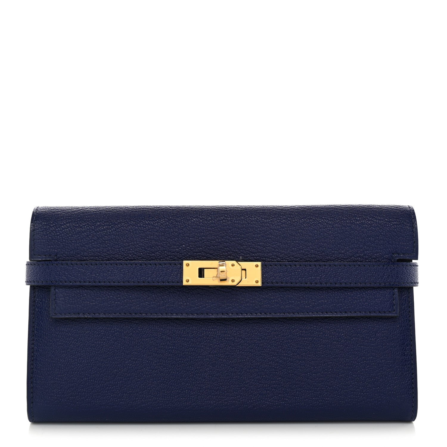 Hermes Chevre Mysore Kelly Longue Wallet Bleu Ecre 1 of 8