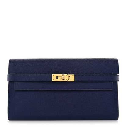Hermes Chevre Mysore Kelly Longue Wallet Bleu Ecre 1 of 8
