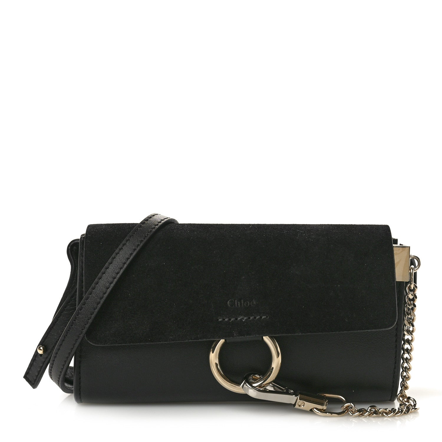 Chloe Suede Calfskin Mini Faye Shoulder Bag Black 1 of 9