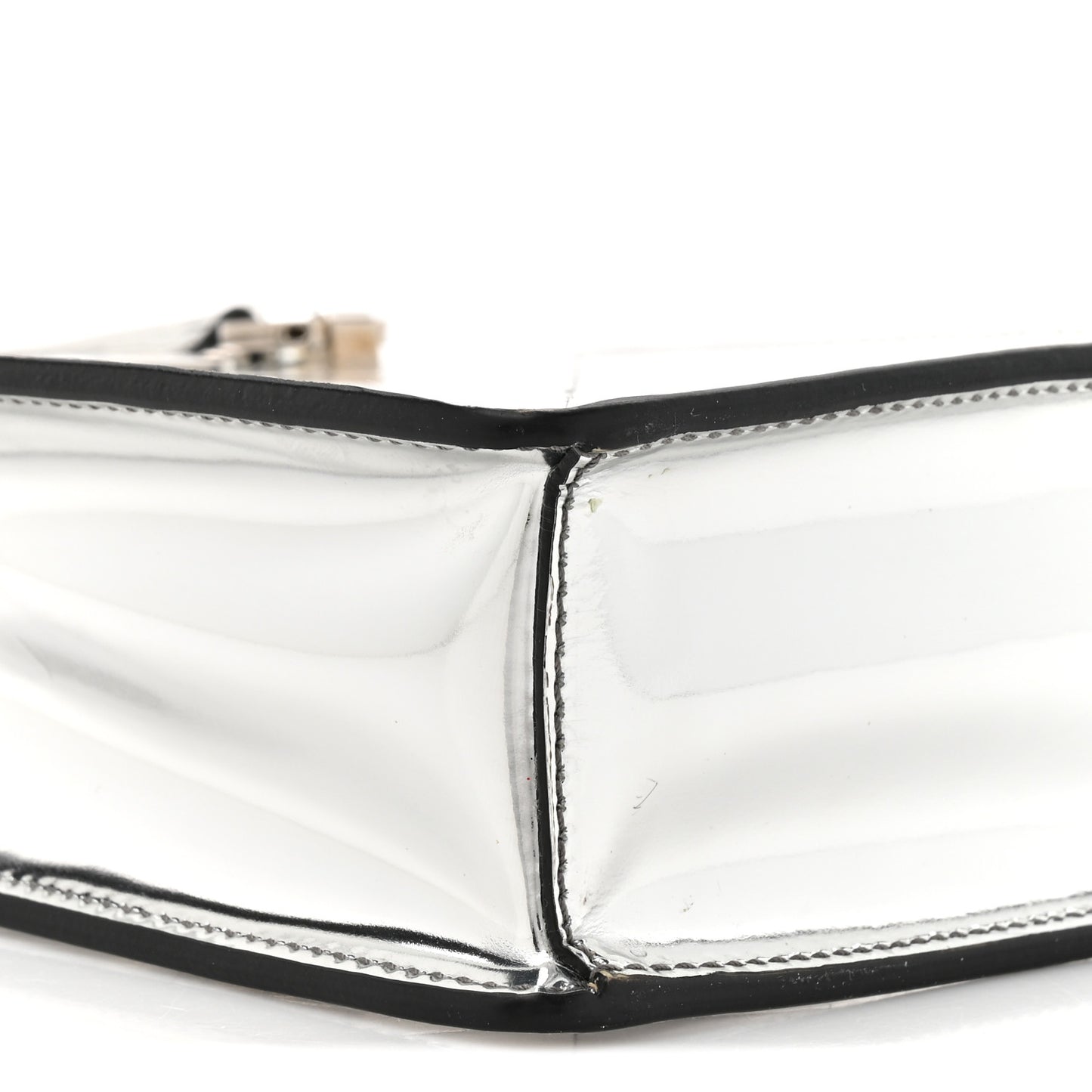 Spazzolato Metal Triangle Logo Triangle Patterned Small Double Handle Crossbody Tote Argento