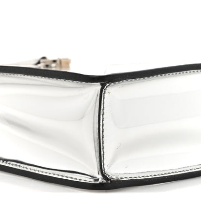 Prada Spazzolato Metal Triangle Logo Triangle Patterned Small Double Handle Crossbody Tote Argento 9 of 14