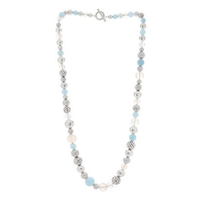 David Yurman Sterling Silver Aquamarine Chalcedony Quartz Elements Long Toggle Necklace 2 of 3