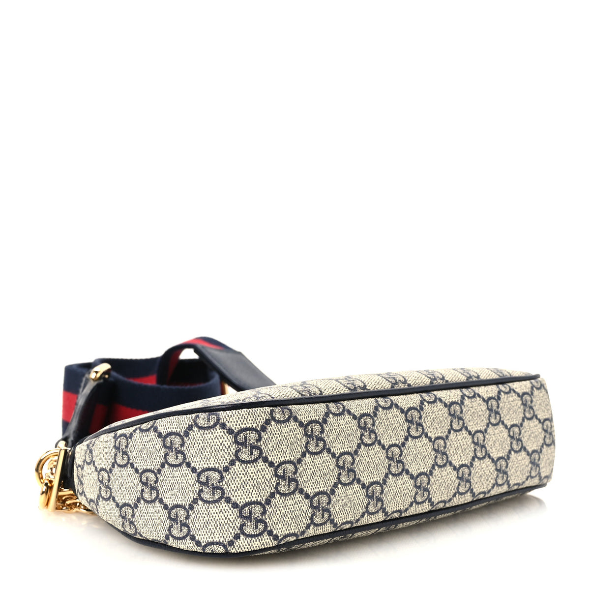 GG Supreme Monogram Textured Dollar Calfskin Web Small Ophidia GG Handbag Beige Blue