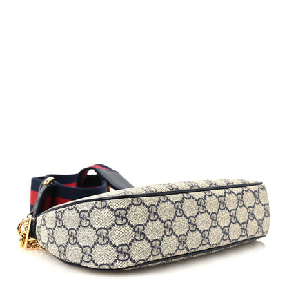 Gucci GG Supreme Monogram Textured Dollar Calfskin Web Small Ophidia GG Handbag Beige Blue 4 of 11