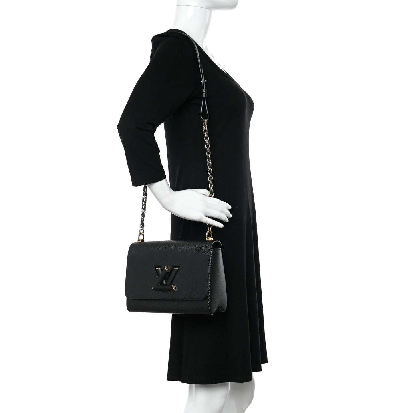 Epi Twist Braided Strap Shoulder Bag MM Black