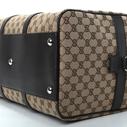 Gucci Monogram Dollar Calfskin Boston Duffle Bag Beige Ebony Testa di Moro Marrone Scuro 7 of 9