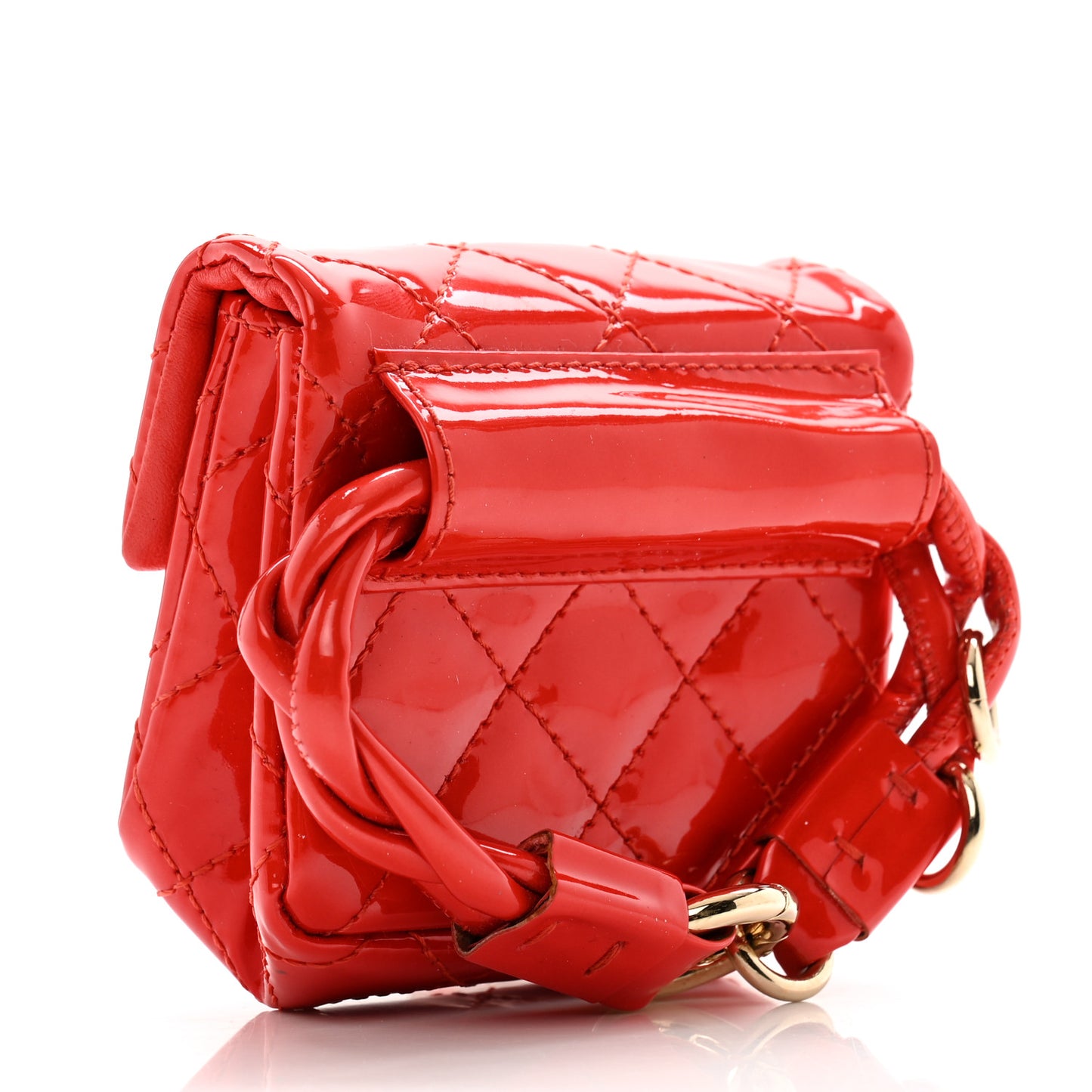 Patent Quilted 2.55 Ankle Wrist Bag Red