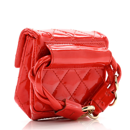Chanel Patent Quilted 2.55 Ankle Wrist Bag Red 3 of 10